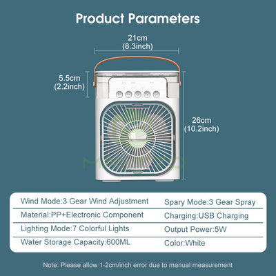 AC Fan Mini Air Cooler | Humidifier, LED Light & Aroma Diffuser
