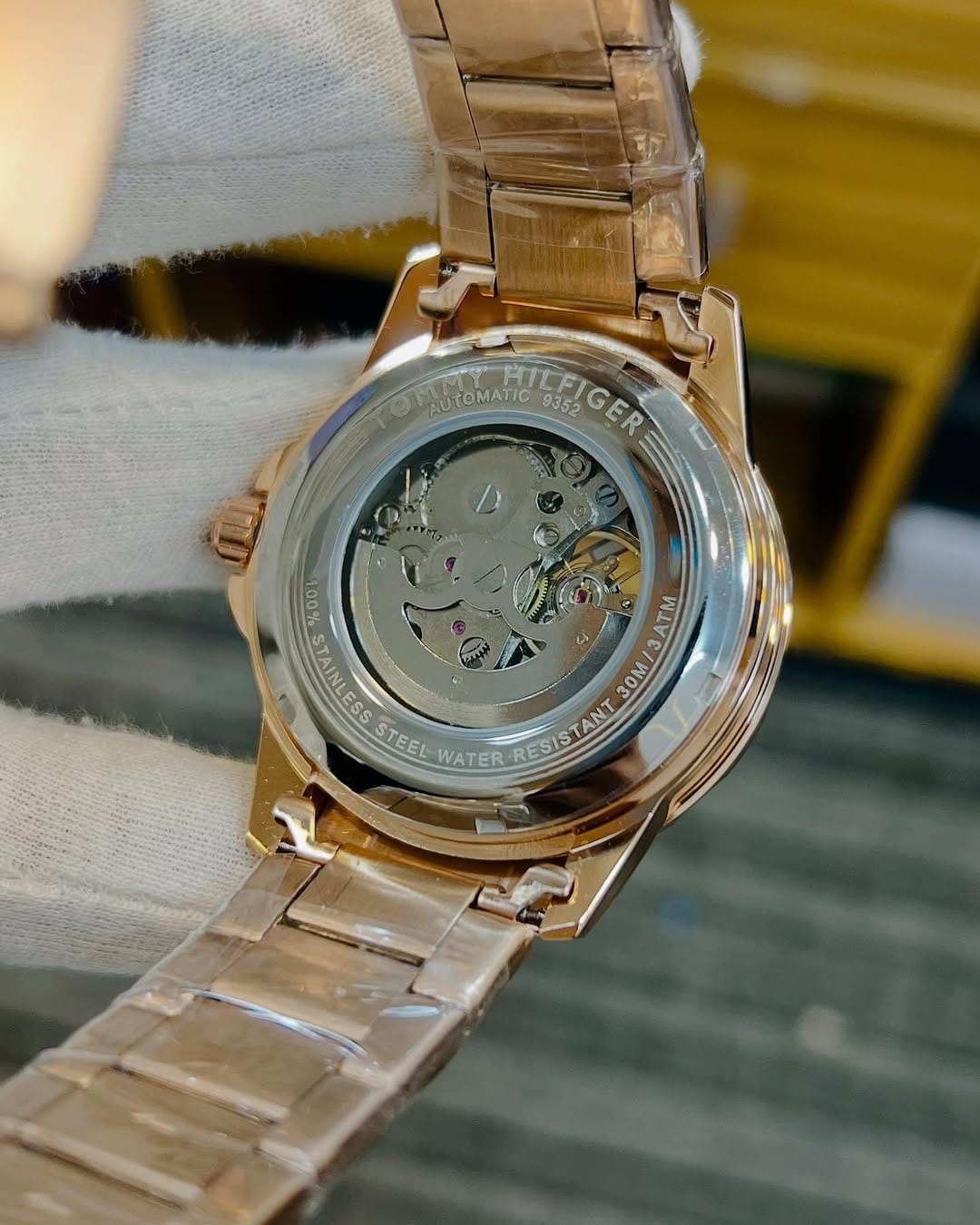 Tommy Hilfiger - Automatic Watch –  Black Dial, Golden Strap