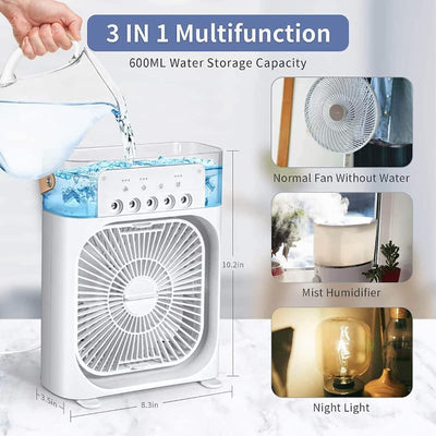 AC Fan Mini Air Cooler | Humidifier, LED Light & Aroma Diffuser