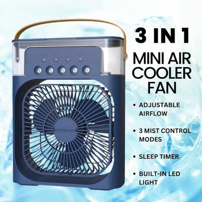 AC Fan Mini Air Cooler | Humidifier, LED Light & Aroma Diffuser