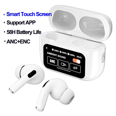 A9 Pro Wireless Earbuds with LED Display, ANC/ENC, Bluetooth 5.2